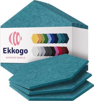 Ekkogo Acoustic Panels 12-Pack Soundproof Wall Panels 14''X13''X0.4'' Sound Panels High Density Sound Dampening Panels - [Light Turquoise Hexagon]
