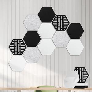 12 Pack Self-adhesive Acoustic Panels, Hexagon Sound Proof Panels, 14 X 12 X 0.4 In Sound Absorbing Panels, Flame Resistant, High-Density Sound Dampening Panels for Recording Studio Home, Offices