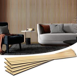 Art3d 4-Piece Wood Slat Acoustic Panels for Stylish Decor and Noise Reduction, 3D Textured Panel for Ceiling and Wall, Oak