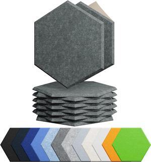 Amantech 12 Pack Acoustic Panels Self Adhesive Sound Proof Foam, High Density Sound Acoustic Foam Panel, 12X10.23X0.4 Inch Hexagon Wall Panels in Home,Office,Reccording Room,Studio(Moonlight Grey)