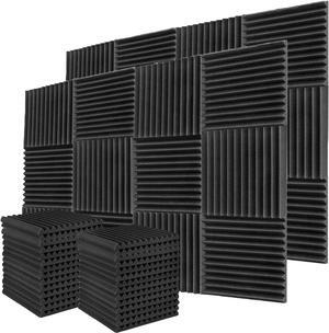 WENGWEI 52 Pack Acoustic Foam Panels,1" x 12" x 12"Acoustic Wedge Studio Foam Sound Absorption Wall Panels (Black)