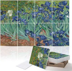 PINWELIFE® Wall Art Acoustic Panels, Sound Proof Absorbing Panels for Home/Office, Decorative Absorbing Dampening, Noise and Echo Cancelling (48"x32", Van Gogh_Irises)