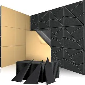 Topnaca 18 Pack Soundproof Wall Panels - Acoustic Panels Sound Absorbing Self-Adhesive Sound Proof Panels for Walls, Dynamic Sound Proof Foam Panels for Studio, Office, Room 12"x12"x0.4"