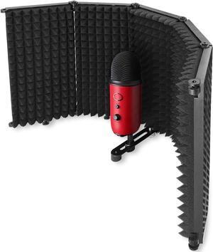Mic Isolation Shield - Portable Studio Acoustic Sound Shield with Absorbing Foam for Microphone, Reflection Filter for Home Voice Studio (5 Panels) YOUSHARES