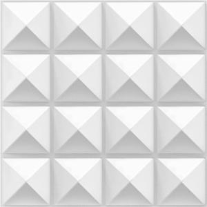 TroyStudio Acoustic Sound Diffuser Panels, 12 X 12 X 1 inches 16 Pcs PVC Plastic Wall Panel, Recording Studio Acoustical Treatments Diffusion panel, 3d Art Decorative Ceiling Tiles (Pyramid, White)