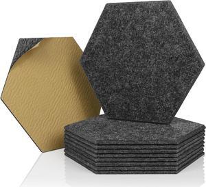 KOIGO 8 Pack Hexagon Acoustic Panels Self Adhesive - 14" X 12" X 0.4" Soundproof Wall Panels High Density Sound Dampening Panels Decoration Tiles for Home Studio Office (Sesame Black)