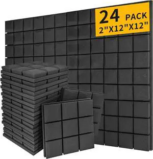 24 PACK Sound Proof Foam Panels 2"×12"×12" - High-Density Acoustic Foam - Flame Retardant Soundproof Foam - Sound Proof Panels for Walls for Noise Absorbing Canceling (24 Pack Mushroom)