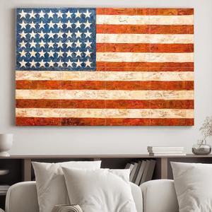Art Acoustic Panels, 8 Pack Self-Adhesive Large Wall Art Paintings for Wall Decoration, Sound Absorbing Panels for Recording Studio, Living room and Bedroom,48X32inch (FLAG)