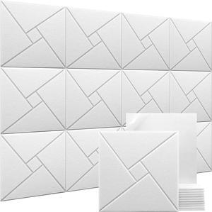 Tvvcalk Soundproof Wall Panels, 12 Pack Self-Adhesive Acoustic Panels Sound Absorbing Panel High Density Sound Dampening Panels For Walls Door Ceiling 12" X 12" X 0.4"- White