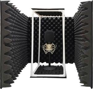 TroyStudio Large Microphone Isolation Shield, Foldable Vocal Booth Reflection Filter, 2 Inches Thick Acoustic Foam Panel Music Sing Podcast Recording Studio Adjustable Sound Box for Desk & Laptop