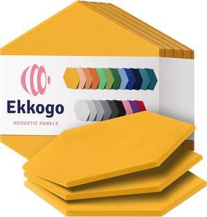 Ekkogo Acoustic Panels 12-Pack Soundproof Wall Panels 14''X13''X0.4'' Sound Panels High Density Sound Dampening Panels - [Sunset Yellow Hexagon]