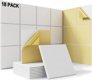 18 Pack White Acoustic Panels 12"X12"X 0.4"Soundproof Wall Panels Wall Decoration Sound Absorbing Panel High-Density Sound Deadening Panels,Acoustic Treatment Panel For Home Studio