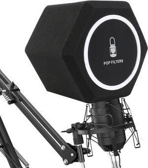 penypeal Microphone Wind Shield Pop Filter Isolation Ball, Acoustic for Record Studios Mic, Sound-Absorbing Foam Five-sided Seal Design to Effectively Reduces Noise and Reflections, black