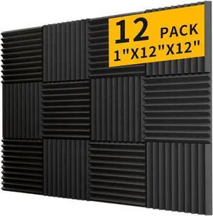 Saiqiang Sound Proof Foam Panels for Walls High-Density - Flame Retardant Acoustic Panels Sound Absorbing - Sound Proof Panels for Walls (black, 1 Inch 12 Pack)