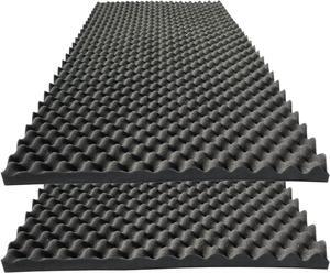 KTOESHEO 2 PCS Acoustic Panels,48''X24''X2'' Egg Crate Foam Soundproof Foam Wall Panels,High Density Fireproof Noise Cancelling Foam Studio Foam Panel,Noise (Black)