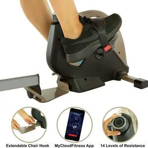 EXERPEUTIC Bluetooth Under Desk Exercise Bike with Extendable Chair Hook for All User Height and Free MycloudFitness APP, Gold, Black (7149) not EXERPEUTIC 900E Bluetooth Under Desk All User Height