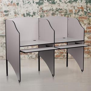 Flash Furniture Kevin Starter Study Carrel with Thermal Fused Surface and Panels and Wire Management Grommets in Nebula Grey Finish