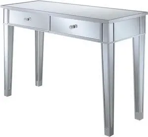 Convenience Concepts Gold Coast Desk 42" Console Table with 2 Drawers for Storage in Living Room, Office, Den, 42 x 15 x 30 inches, Silver/Mirror Convenience Concepts Gold Coast Desk 42" Console Table with 2 Drawers for Storage in Living Room, Office, Den, 42 x 15 x 30 inches, Silver/Mirror