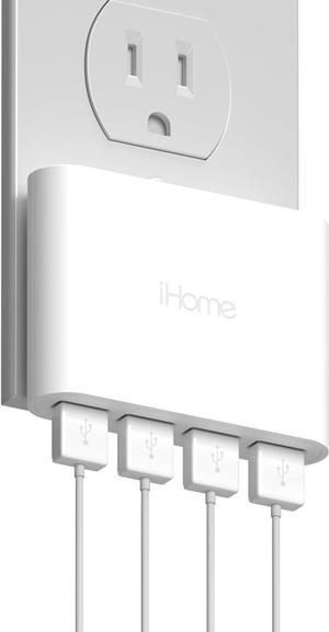 iHome Slim USB Wall Charger: AC Pro Multiport USB Charger, USB Plug Adapter & Phone Charging Block, 4 USB Plugs for Wall Outlet, Flat 4 Port USB Charger & USB Wall Adapter