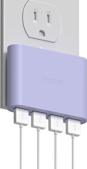 iHome Slim USB Wall Charger: AC Pro Multiport USB Charger, USB Plug Adapter & Phone Charging Block, 4 USB Plugs for Wall Outlet, Flat 4 Port USB Charger & USB Wall Adapter