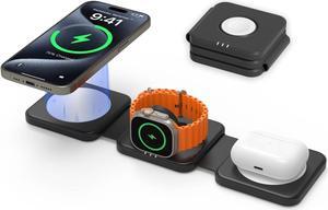 JoyGeek 3-in-1 Wireless Charger for Magsafe: Magnetic Charging Pad for iPhone 15/14/13/12 Pro Max/Plus/Mini, Apple Watch Ultra 2/Series 9/8/7/6/5/4/3, AirPods Pro 3rd/2nd