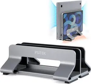 Aluminum Dual Vertical Laptop Stand Dock Holder, Supports 2 Devices, Adjustable Slot Width 15-36mm, Space-Saving Upright Storage for MacBook and Laptops Aluminum Dual Vertical Laptop Stand Dock Holder, Supports 2 Devices, Adjustable Slot Width 15-36mm, Space-Saving Upright Storage for MacBook and Laptops