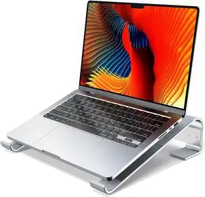 Laptop Stand for Desk Aluminum Laptop Riser Ergonomic Computer Stand Compatible with for MacBook Pro/Air  HP  10-17.3 (Silver)