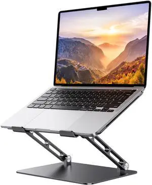 Laptop Stand Adjustable Aluminum Laptop Stand for Desk Ergonomic Computer Riser Sturdy Notebook Stand Laptop Riser for Laptops Tablets Within 10-17.3 Black