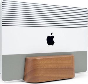 Adjustable Vertical Laptop Stand for Desk Wooden Laptop Holder MacBook Pro Stand Wood Mac Air Dock (Solid Walnut)