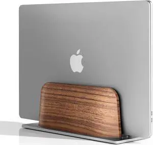 UPERGO Vertical Laptop Stand for Desk, Laptop Holder to Dock MacBook, MacBook Pro and Other Laptops, Black Walnut Wood