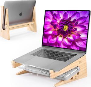 Wood Laptop Stand,Universal Computer Stands for Desk,Vertical Laptop Holder for MacBook Pro, Wooden Laptop Riser for MacBook Air, Dell, HP, Lenovo Compatible with 13.3 to 17.3 Inches All Laptops