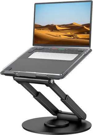 tounee Telescopic Laptop Stand for Desk with 360° Swivel Base, Sit to Stand, Height Adjustable, Portable Riser Holder for Good Posture, Compatible with MacBook Pro, All Laptops 10-17" - Black tounee Telescopic Laptop Stand for Desk with 360° Swivel Base, Sit to Stand, Height Adjustable, Portable Riser Holder for Good Posture, Compatible with MacBook Pro, All Laptops 10-17" - Black