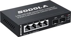 6 Port 2.5G Umanaged Ethernet Switch,4X 2.5GBASE-T Ports,2X 10G SFP, 60Gbps Switching Capacity,Mini Wall Mountable 2.5Gb Network Switch for Wireless AP, NAS, PC