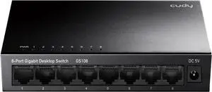 Cudy GS108 8-Port Gigabit Ethernet Unmanaged Switch - Desktop, Fanless, 10/100/1000Mbps Shielded Ports, Plug and Play, Sturdy Metal Housing