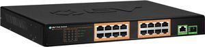 BV-Tech 18 Ports Long Range PoE+ Switch (16 PoE+ Ports | 2 Gigabit Ethernet uplink) - 19" Rackmount - 120W - 802.3af/at -Desktop Design for Easy Set Up\u2026 (16 Gigabit PoE+ Ports | 120W)