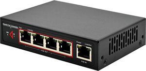 60W Gigabit PoE Extender with 4-Port PoE Switch Repeater, Supports IEEE 802.3af/at for Ethernet Extension6KV Lightning Protection