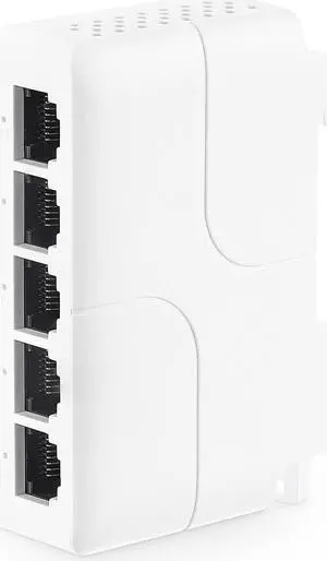 MokerLink 5 Port PoE Extender, IEEE 802.3 af/at/bt 90W PoE Repeater, 10/100/Mbps, 1 PoE in 4 PoE Out, Wall & Din Rail Mount POE Passthrough Switch