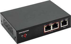 3 Port Gigabit PoE Extender,1 in 2 Out Work with PoE Passthrough Switch PoE Injector, 10/100/1000 Mbps 60W PoE+ Supports IEEE 802.3af/at Power-Over-Ethernet Repeater6KV Lightning Protection