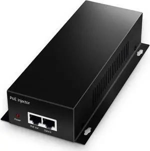YuLinca Gigabit PoE+ Injector, 60W 802.3af/at/bt, 1000Mbps, Plug & Play, Desktop/Wall-Mount Metal, Distance Up to 100 Meters (328 ft.)