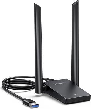 UGREEN WiFi Adapter, AX1800 WiFi 6 Adapter for Desktop PC with Dual 5dBi High Gain Antennas, 5G/2.4G Dual Band, WAP3-SAE, 3FT USB 3.0 to Micro USB 3.0 Cable, WiFi Dongle Supports Windows 10/11