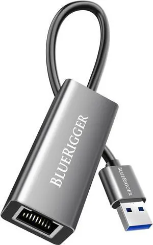 BlueRigger USB 3.0 to Ethernet Adapter (1000Mbps, Gigabit USB-A Ethernet Converter, RJ45 LAN Network Adapter) - Compatible with PC, Desktop, Laptop, Nintendo Switch Dock