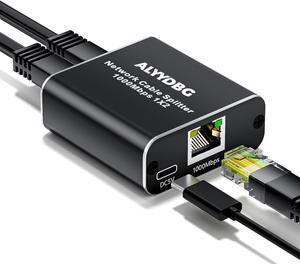 Ethernet Splitter 1 to 2 High Speed 1000Mbps, Gigabit Rj45 Internet Splitter with USB Power Cable, LAN Splitter 1 to 2 for Cat5/5e/6/6a/7/8 Cable(2 devices working simultaneously)