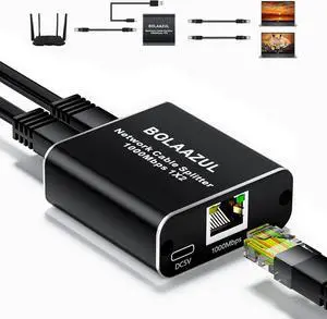 Ethernet Splitter 1 in 2 Out High Speed, BolAAzuL 1000Mbps LAN/Internet Cable Splitter 1x2 Gigabit Cat5/6/7 Splitter 1 to 2, RJ45 Network Extension Connector | Plug&Play | Cost-Effective