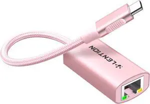 LENTION USB C to Ethernet Adapter, RJ45 to Type C Gigabit Network 1000M Wired LAN Converter Compatible 2023-2016 MacBook Pro 13/15/16, New iPad Pro/Mac Air/Surface, Chromebook, More (CU604, Rose Gold)