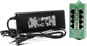 PoE Texas 4 Port PoE/PoE+ Injector with 56V 120W Power Supply - Gigabit Injector - Active Mode A Power Over Ethernet Multi Port PoE Adapter - Supports 4 PoE (802.3af or at) up to 60 watts