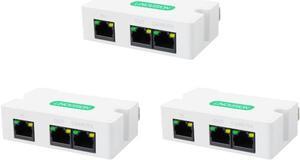 LINOVISION Mini 2 Port POE Extender IEEE 802.3af/at POE Repeater Up to 1000ft Power Over Ethernet Over Cat5/6 Cable, POE Splitter to 2 POE Devices Like IP Cameras, IP Phone (3 Pack)