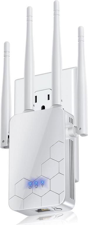 WiFi Extender Signal Booster for Home, Long Range Internet Wireless Repeater up to 10,000 sq.ft, WiFi Amplifier w/Ethernet Port, Compatible with Most Devices, 1-Tap Setup, Made for USA