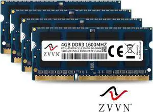 ZVVN 16GB Kit (4x 4GB) 204-Pin DDR3L 1600 (PC3L 12800) SO-DIMM RAM Laptop Notebook Memory 1.35V Model 3S4L16C11ZV04-L ZVVN 16GB Kit (4x 4GB) 204-Pin DDR3L 1600 (PC3L 12800) SO-DIMM RAM Laptop Notebook Memory 1.35V Model 3S4L16C11ZV04-L