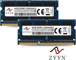 ZVVN 8GB Kit (2x 4GB) 204-Pin DDR3 1866 (PC3 14900) SO-DIMM RAM Laptop Notebook Memory 1.5V Model 3S4L18C10ZV02 ZVVN 8GB Kit (2x 4GB) 204-Pin DDR3 1866 (PC3 14900) SO-DIMM RAM Laptop Notebook Memory 1.5V Model 3S4L18C10ZV02