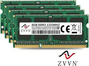 ZVVN 32GB Kit (4x 8GB) DDR3 1333 (PC3 10600) 204-Pin 1.5V SO-DIMM RAM Laptop Notebook Memory Model 3S8E13C9ZV04 ZVVN 32GB Kit (4x 8GB) DDR3 1333 (PC3 10600) 204-Pin 1.5V SO-DIMM RAM Laptop Notebook Memory Model 3S8E13C9ZV04